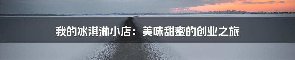 我的冰淇淋小店：美味甜蜜的创业之旅