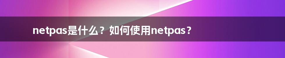 netpas是什么？如何使用netpas？