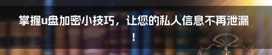 掌握u盘加密小技巧，让您的私人信息不再泄漏！