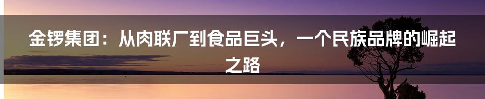 金锣集团：从肉联厂到食品巨头，一个民族品牌的崛起之路