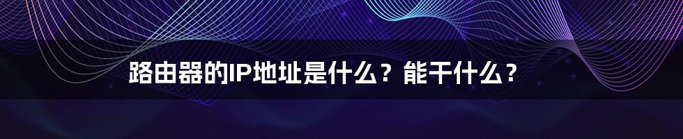 路由器的IP地址是什么？能干什么？