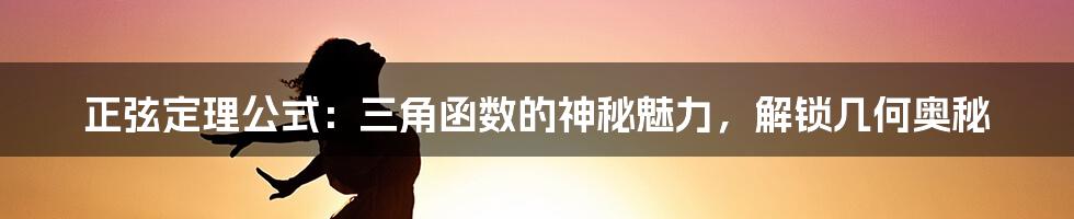 正弦定理公式：三角函数的神秘魅力，解锁几何奥秘