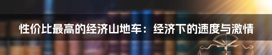 性价比最高的经济山地车：经济下的速度与激情