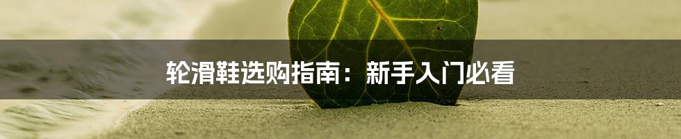 轮滑鞋选购指南：新手入门必看