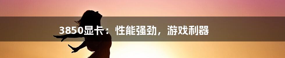 3850显卡：性能强劲，游戏利器