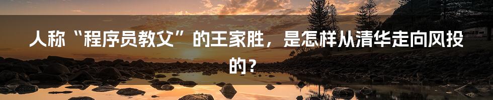 人称“程序员教父”的王家胜，是怎样从清华走向风投的？