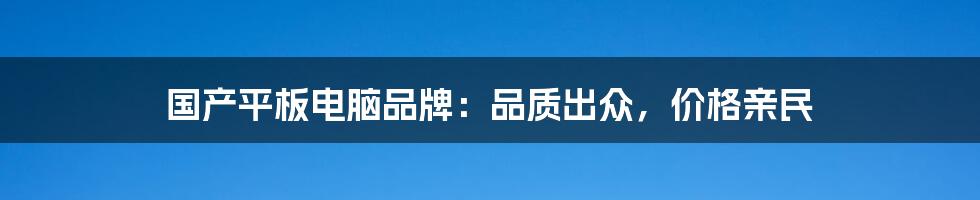 国产平板电脑品牌：品质出众，价格亲民