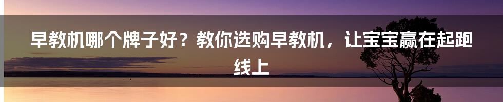 早教机哪个牌子好？教你选购早教机，让宝宝赢在起跑线上