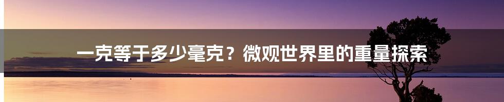 一克等于多少毫克？微观世界里的重量探索