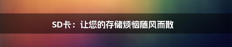 SD卡：让您的存储烦恼随风而散