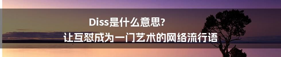 Diss是什么意思? 让互怼成为一门艺术的网络流行语