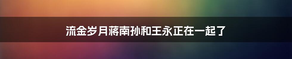 流金岁月蒋南孙和王永正在一起了