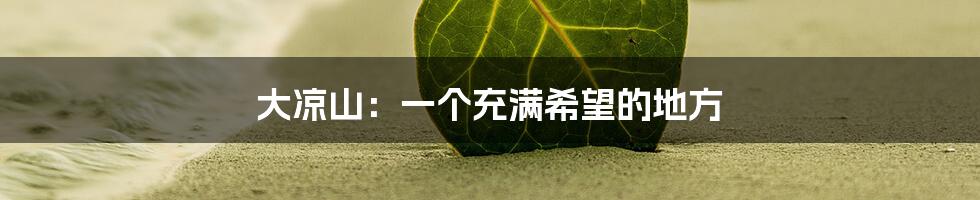 大凉山：一个充满希望的地方