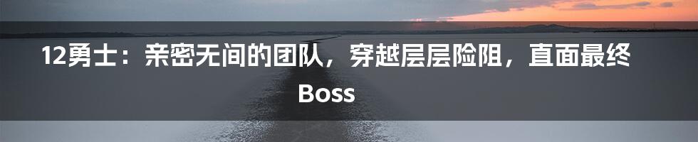 12勇士：亲密无间的团队，穿越层层险阻，直面最终Boss