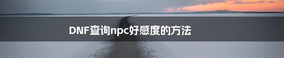 DNF查询npc好感度的方法