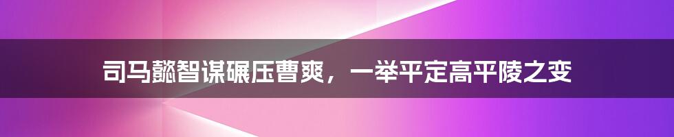 司马懿智谋碾压曹爽，一举平定高平陵之变