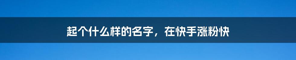 起个什么样的名字，在快手涨粉快