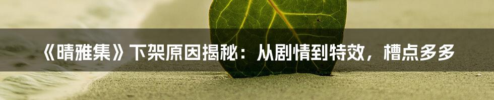 《晴雅集》下架原因揭秘：从剧情到特效，槽点多多