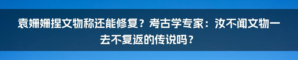 袁姗姗捏文物称还能修复？考古学专家：汝不闻文物一去不复返的传说吗？