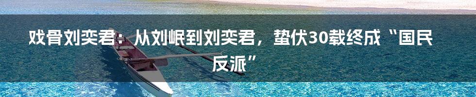 戏骨刘奕君：从刘岷到刘奕君，蛰伏30载终成“国民反派”