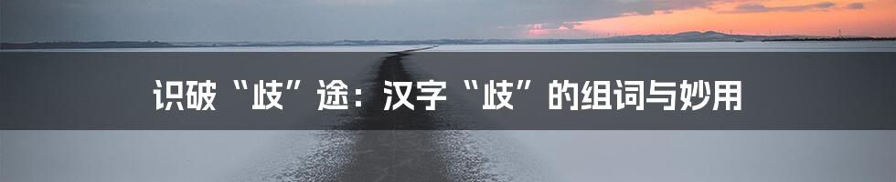 识破“歧”途：汉字“歧”的组词与妙用