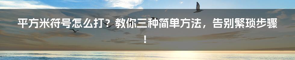 平方米符号怎么打？教你三种简单方法，告别繁琐步骤！