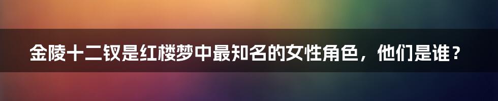 金陵十二钗是红楼梦中最知名的女性角色，他们是谁？