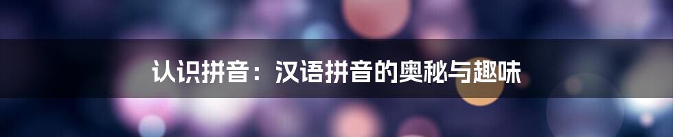 认识拼音：汉语拼音的奥秘与趣味