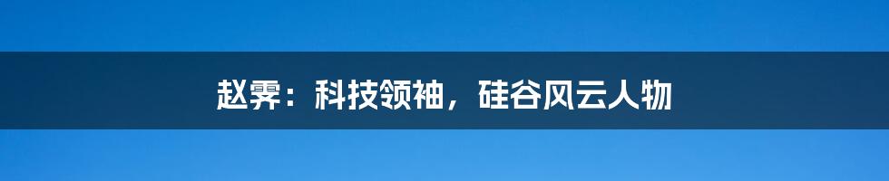 赵霁：科技领袖，硅谷风云人物