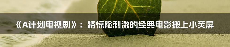 《A计划电视剧》：将惊险刺激的经典电影搬上小荧屏