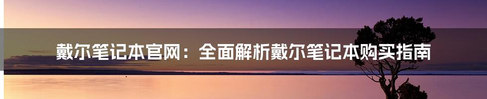 戴尔笔记本官网：全面解析戴尔笔记本购买指南