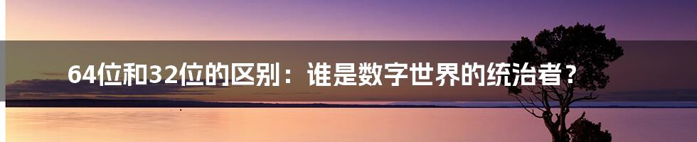 64位和32位的区别：谁是数字世界的统治者？