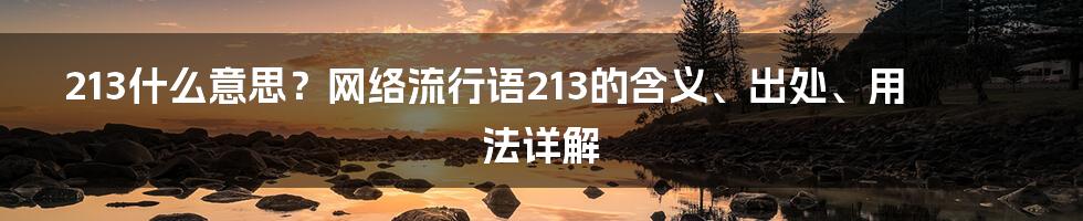 213什么意思？网络流行语213的含义、出处、用法详解