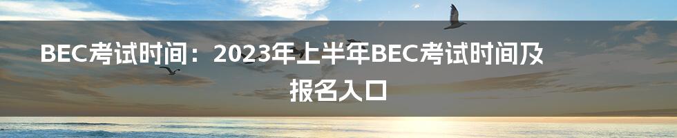 BEC考试时间：2023年上半年BEC考试时间及报名入口