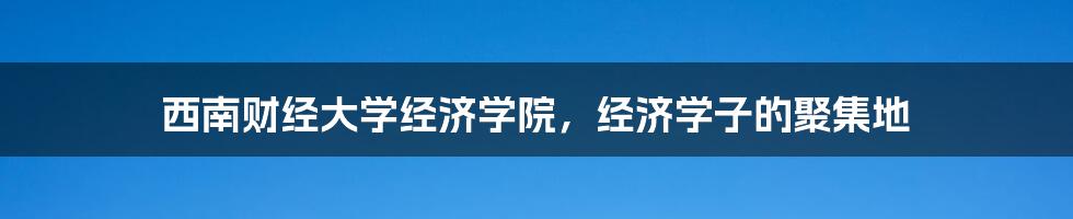 西南财经大学经济学院，经济学子的聚集地