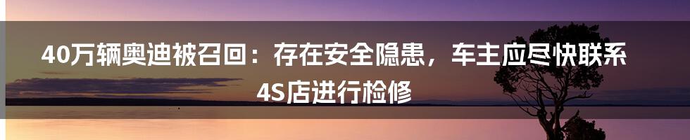 40万辆奥迪被召回：存在安全隐患，车主应尽快联系4S店进行检修