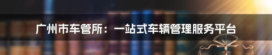 广州市车管所：一站式车辆管理服务平台