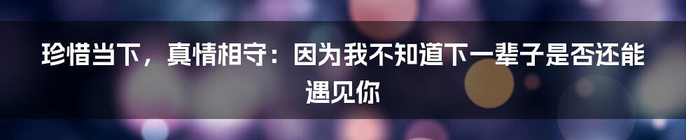 珍惜当下，真情相守：因为我不知道下一辈子是否还能遇见你