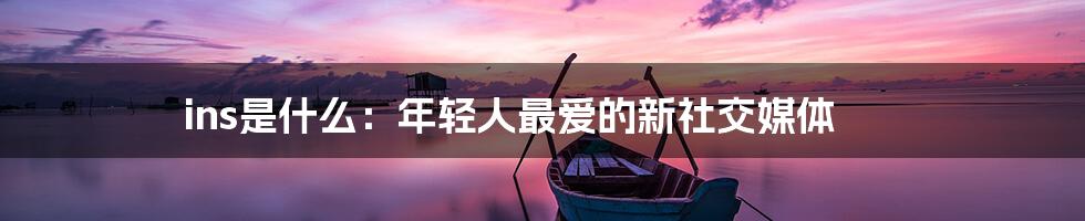 ins是什么：年轻人最爱的新社交媒体