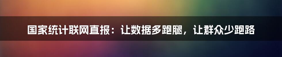 国家统计联网直报：让数据多跑腿，让群众少跑路