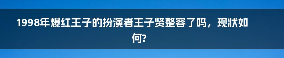 1998年爆红王子的扮演者王子贤整容了吗，现状如何?