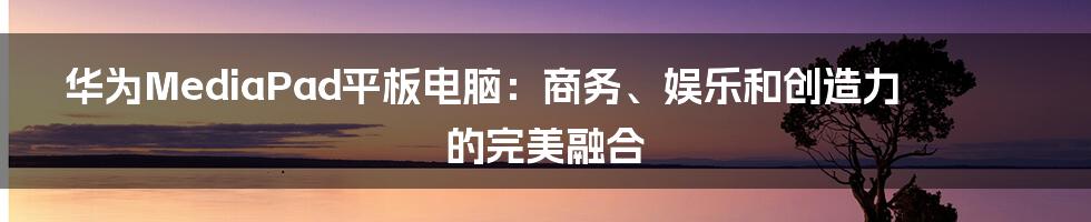 华为MediaPad平板电脑：商务、娱乐和创造力的完美融合