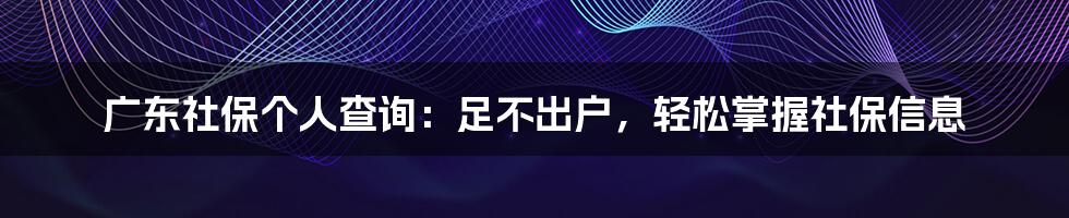 广东社保个人查询：足不出户，轻松掌握社保信息