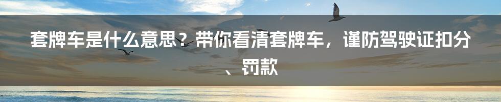 套牌车是什么意思？带你看清套牌车，谨防驾驶证扣分、罚款