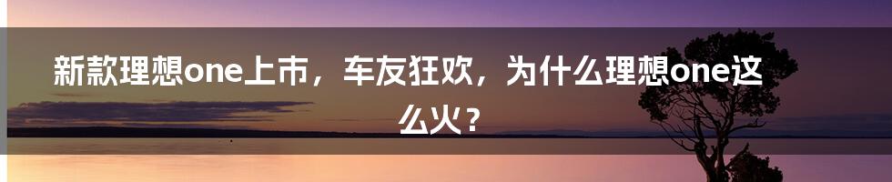 新款理想one上市，车友狂欢，为什么理想one这么火？