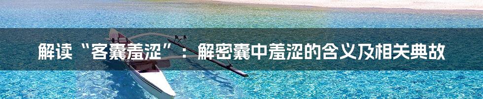 解读“客囊羞涩”：解密囊中羞涩的含义及相关典故