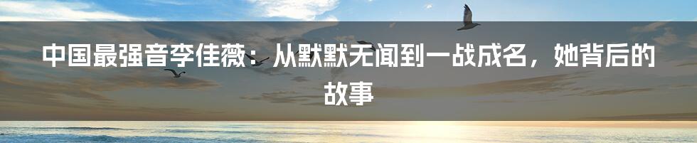 中国最强音李佳薇：从默默无闻到一战成名，她背后的故事