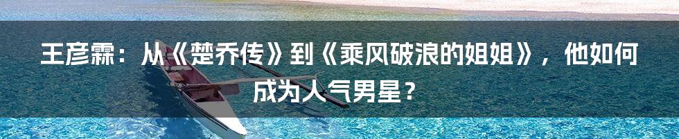 王彦霖：从《楚乔传》到《乘风破浪的姐姐》，他如何成为人气男星？