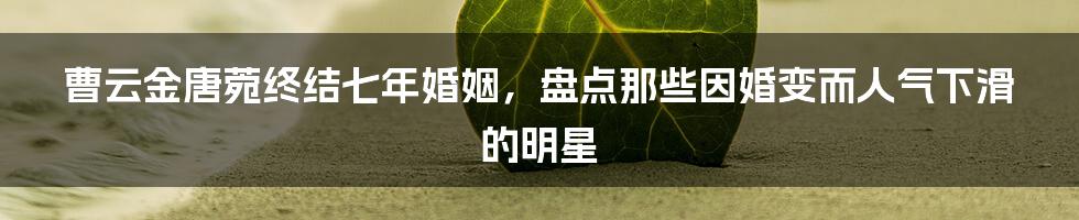 曹云金唐菀终结七年婚姻，盘点那些因婚变而人气下滑的明星