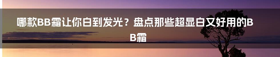 哪款BB霜让你白到发光？盘点那些超显白又好用的BB霜